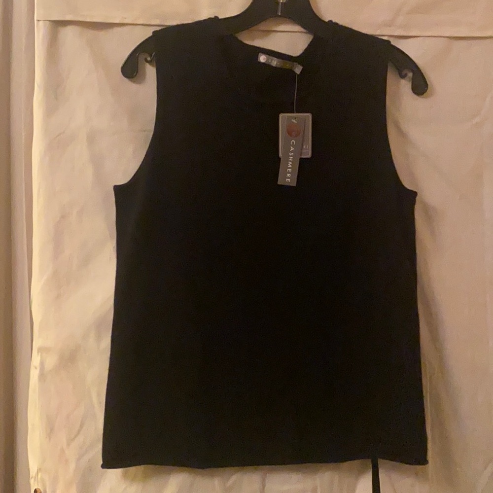 100% black cashmere tank vest plush lux layer ❤️